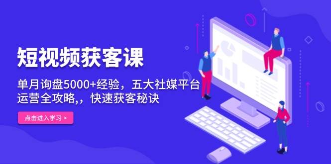 短视频获客课，单月询盘5000+经验，五大社媒平台运营全攻略,，快速获客秘诀-时创创业网