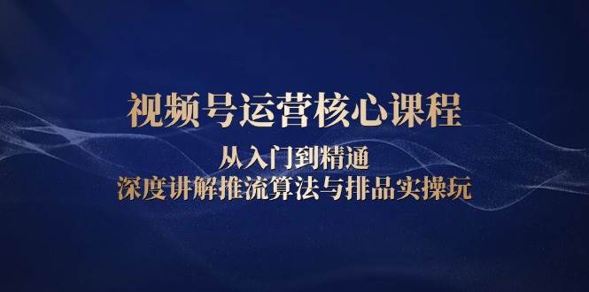 视频号运营核心课程，从入门到精通，深度讲解推流算法与排品实操玩-时创创业网