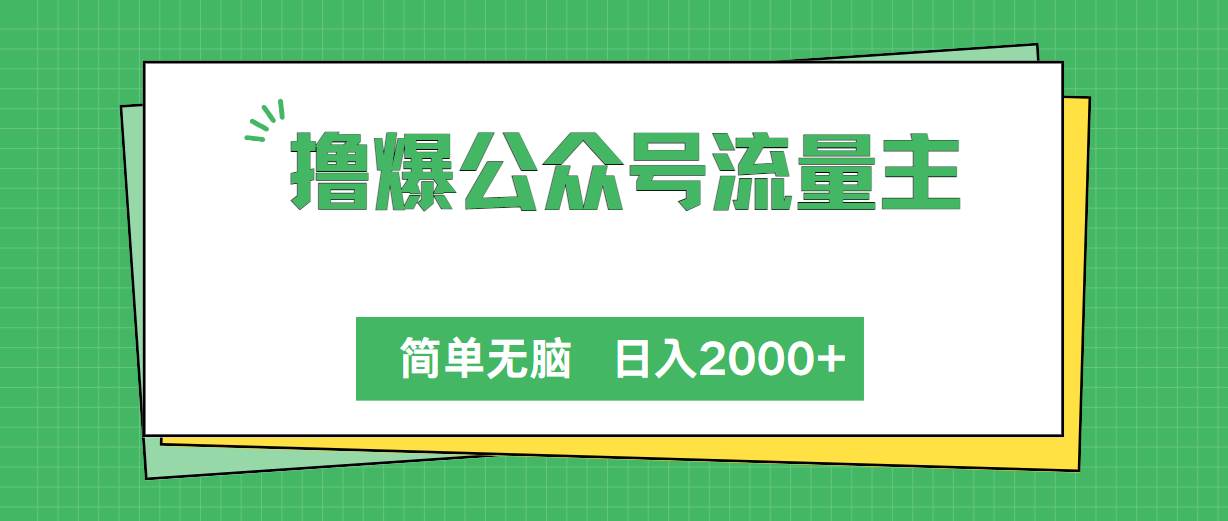 撸爆公众号流量主，简单无脑，单日变现2000+-时创创业网