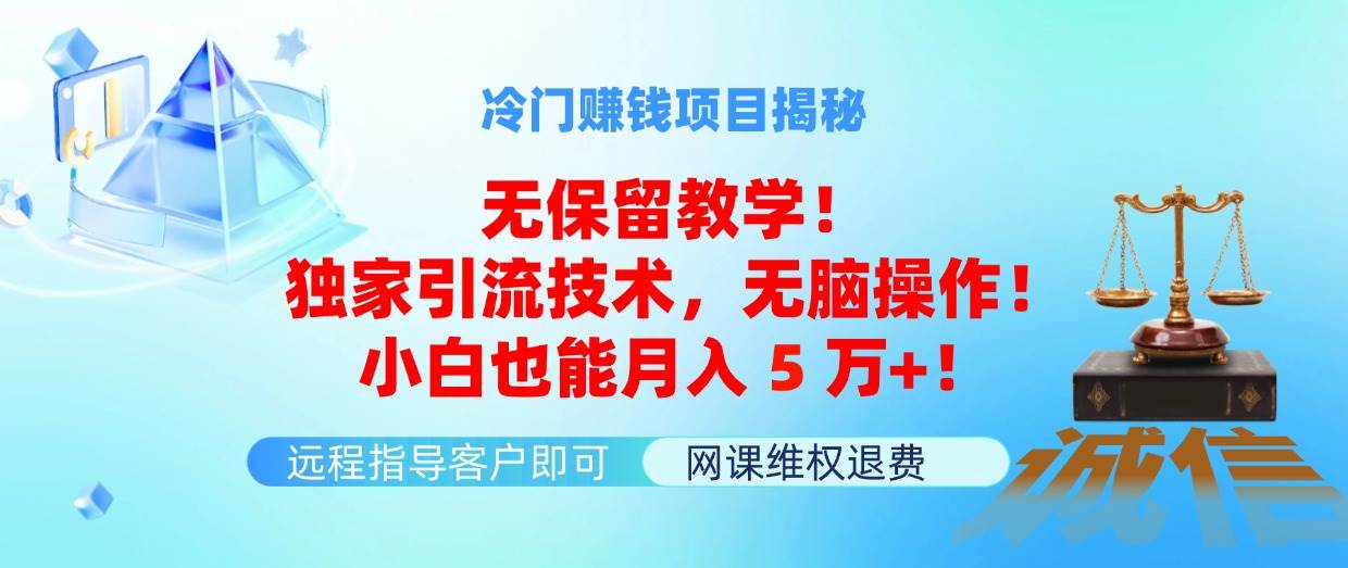 冷门赚钱项目无保留教学！独家引流技术，无脑操作！小白也能月入5万+！-时创创业网