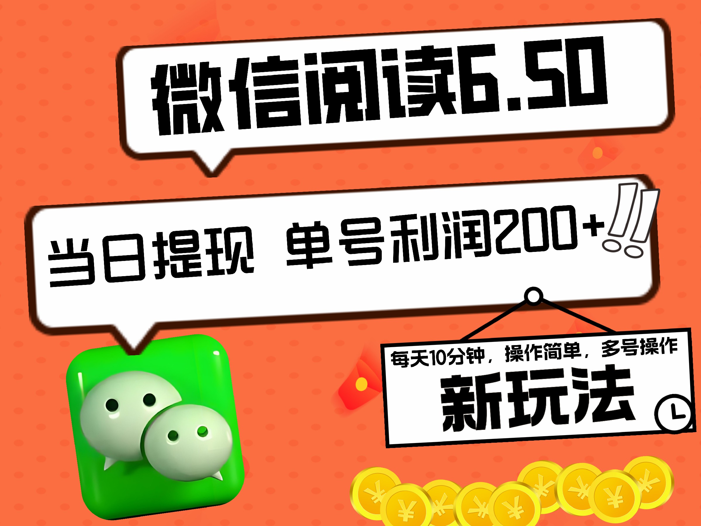 2024最新微信阅读6.50新玩法，5-10分钟 日利润200+，0成本当日提现，可矩阵多号操作-时创创业网