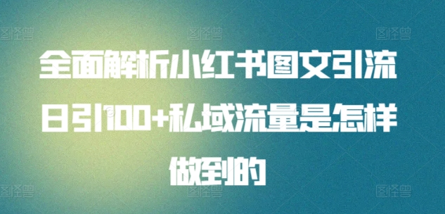 日引流100私域流量小红书图文是怎样做到的全面解析-时创创业网