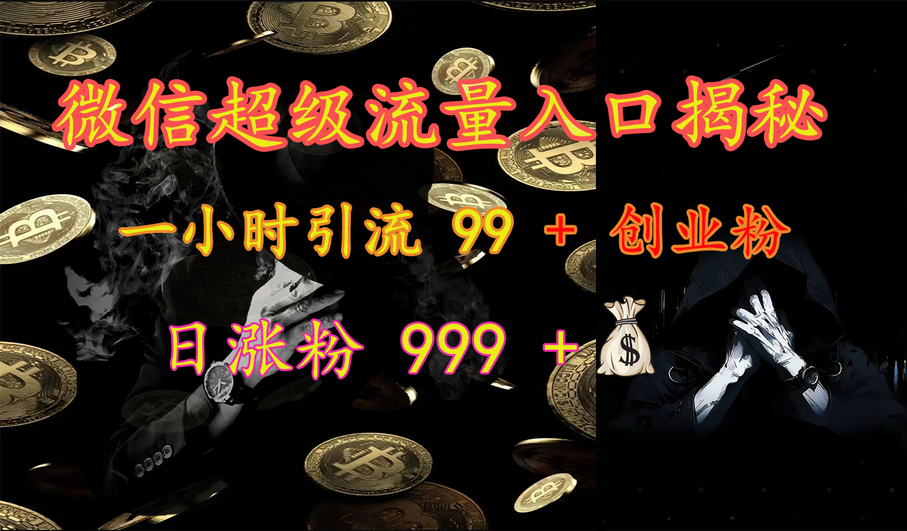 微信超级流量入口揭秘：一小时引流 99 + 创业粉，日涨粉 999 +【揭秘】-时创创业网