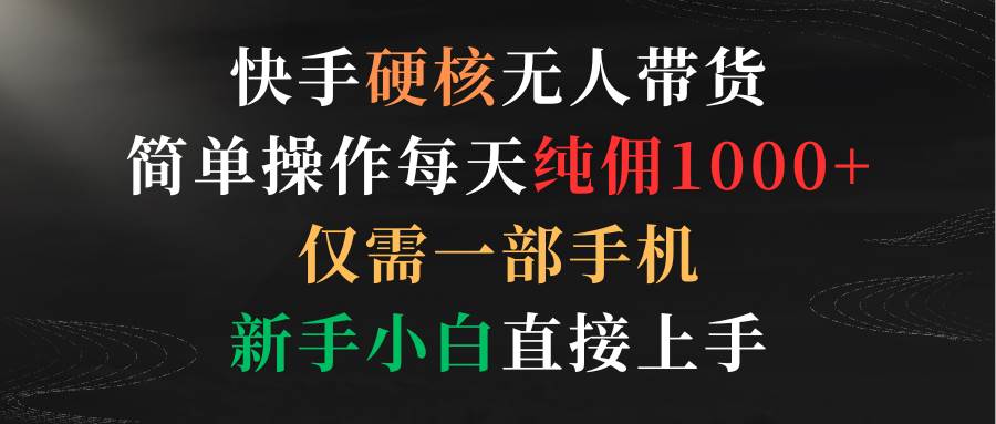 快手硬核无人带货，简单操作每天纯佣1000+,仅需一部手机，新手小白直接上手-时创创业网