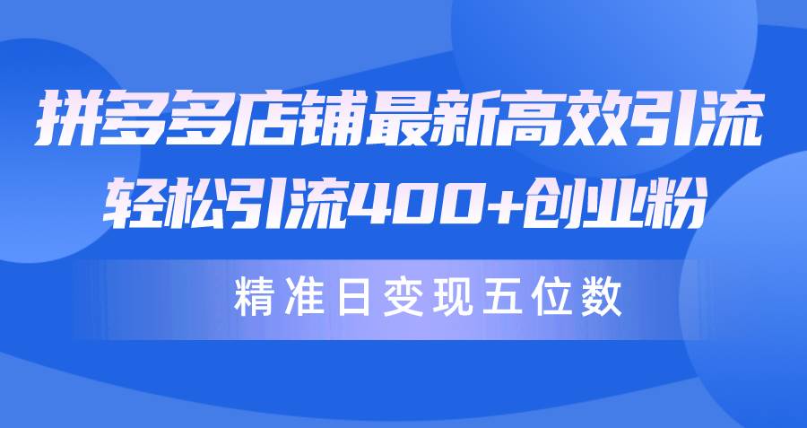 拼多多店铺最新高效引流术，轻松引流400+创业粉，精准日变现五位数！-时创创业网