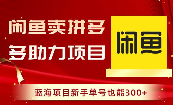 闲鱼卖拼多多助力项目，蓝海项目新手单号也能300+-时创创业网