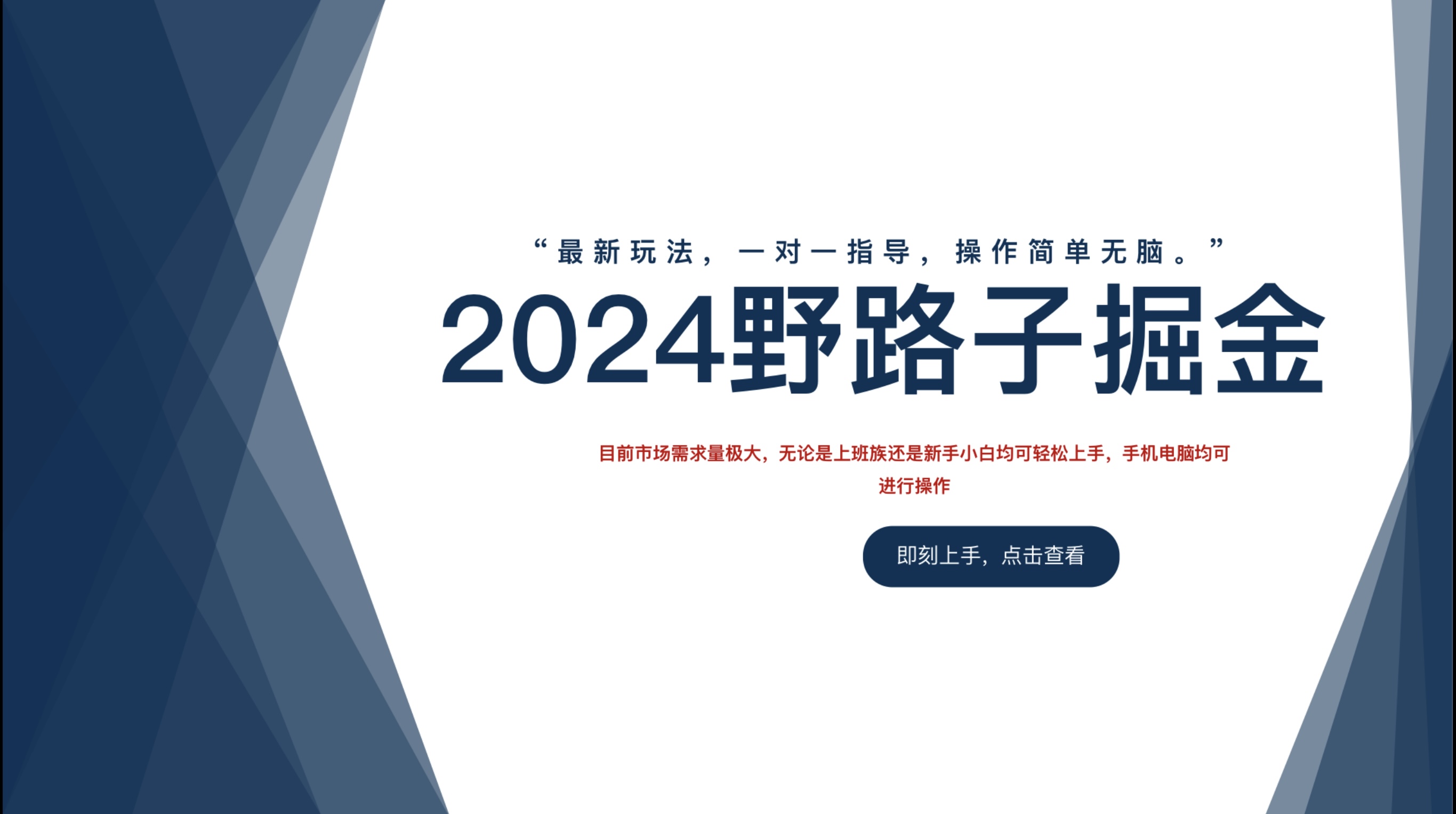 2024野路子掘金，最新玩 法， 一对一指导，操作简单无脑。-时创创业网