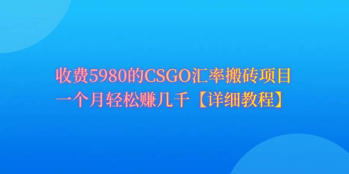 CSGO装备搬砖，月综合收益率高达60%，你也可以！-时创创业网