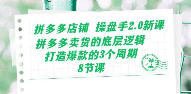 拼多多店铺 操盘手2.0新课，拼多多卖货的底层逻辑，打造爆款的3个周期-8节-时创创业网