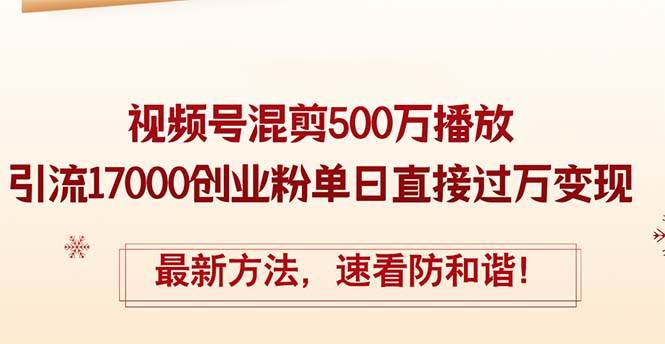 精华帖视频号混剪500万播放引流17000创业粉，单日直接过万变现，最新方…-时创创业网