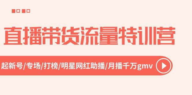 直播带货流量特训营，起新号-专场-打榜-明星网红助播 月播千万gmv（52节）-时创创业网